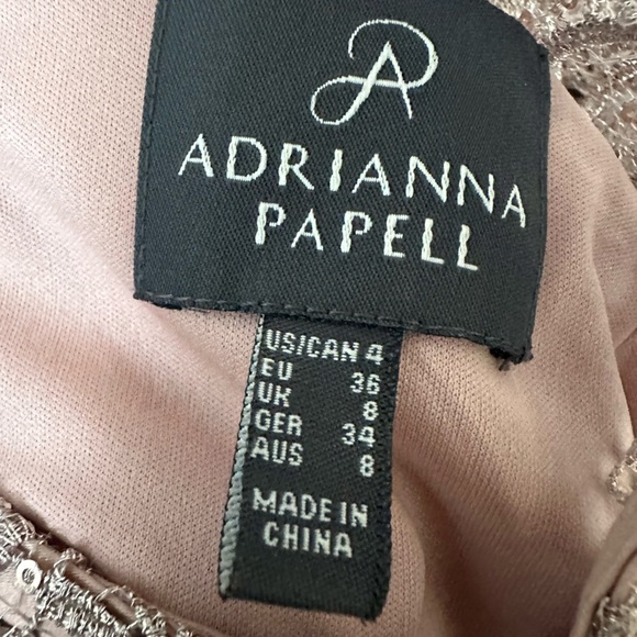 ADRIANNA PAPELL nude sparkle floral lace overlay cocktail evening dress womens 4 - Picture 10 of 10